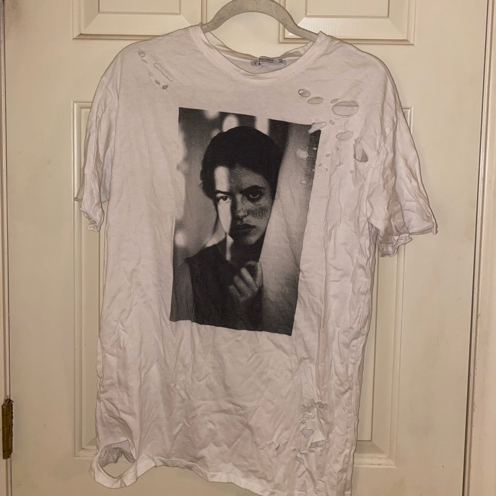 Distressed White Graphic Tee